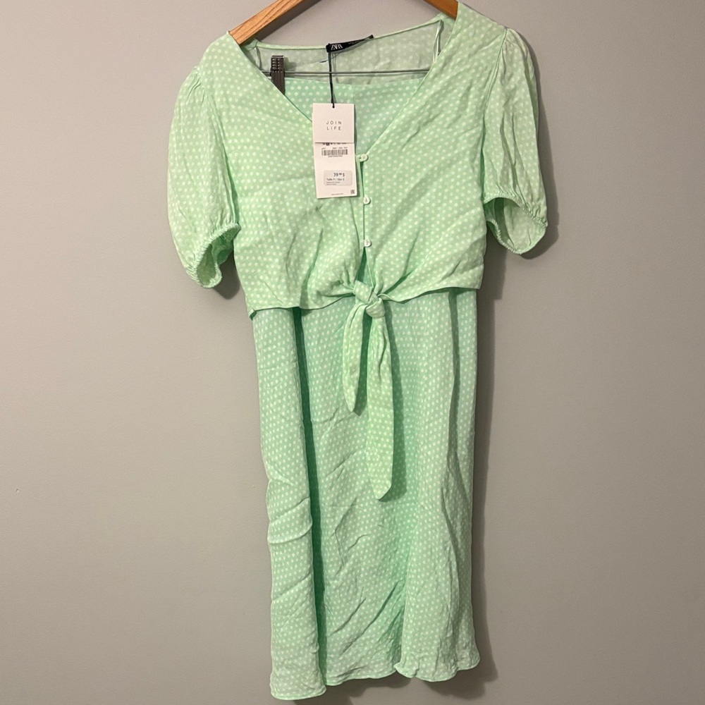 Zara Mint Green Tie-Front - SHIRT AND SKIRT SET